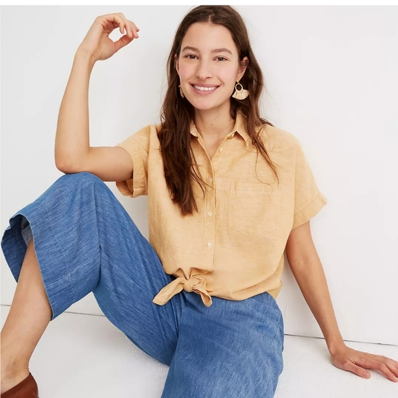 Madewell Pants - Madewell Chambray Huston Pull-On Crop Pants Medium